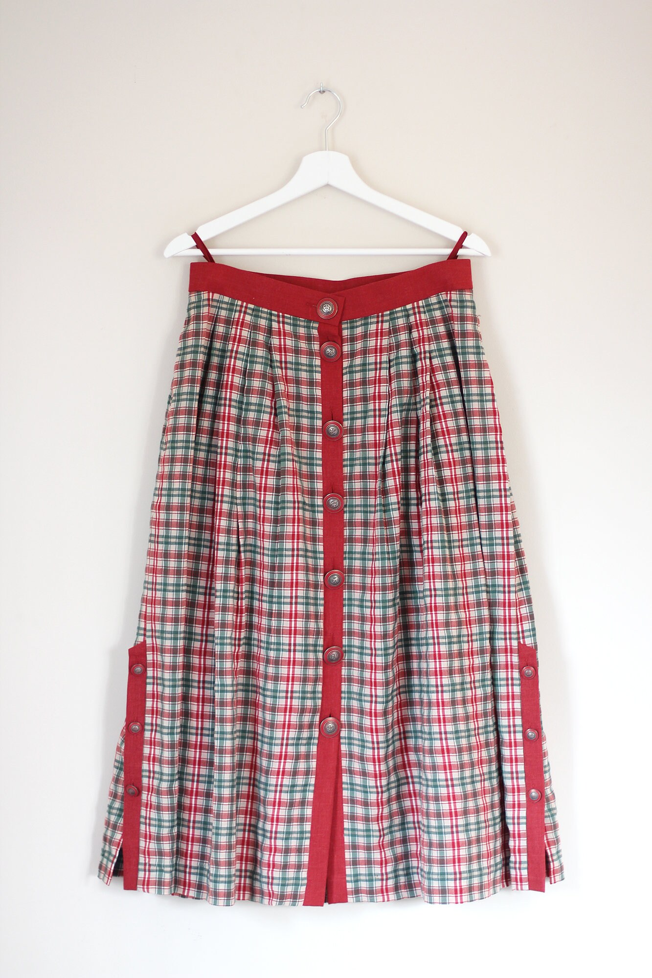 Frilly Skirt With Check Pattern Folk Skirt Vintage Country - Etsy