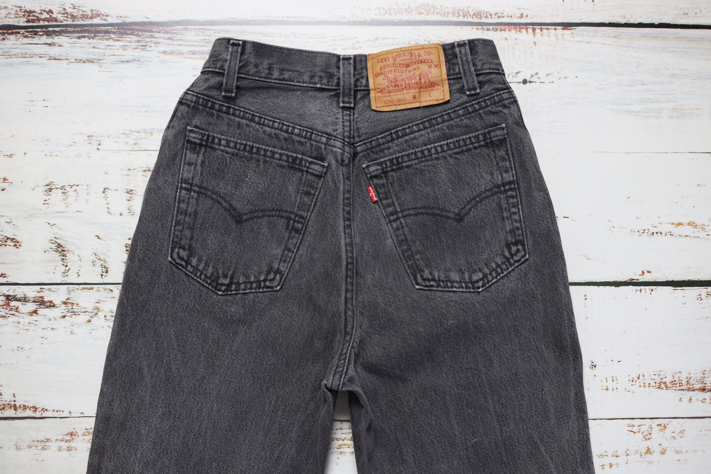 80s Levi's 17501 Jeans W26 Made in USA, Gray Levis 501 Jeans