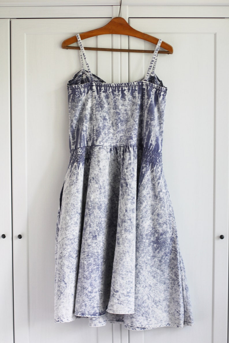 Vintage oversize jean dress size Small 1990/'s Acid wash denim dress