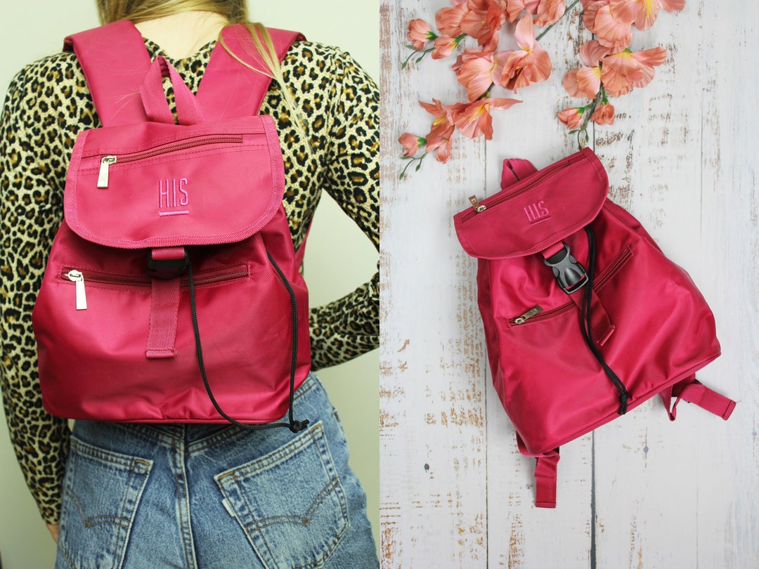 Raspberry Pink Color Backpack, Cute Vintage H.I.S Backpack Etsy