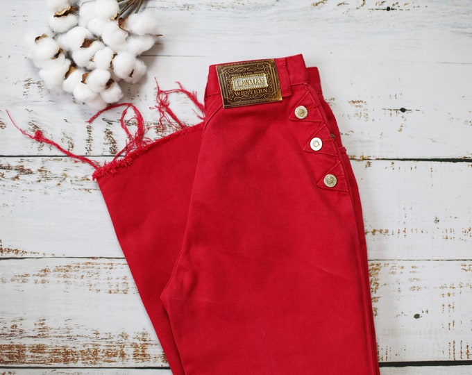 Vintage LAWMAN Jeans W22, Red High Waist Jeans Women's Size XXS Etsy