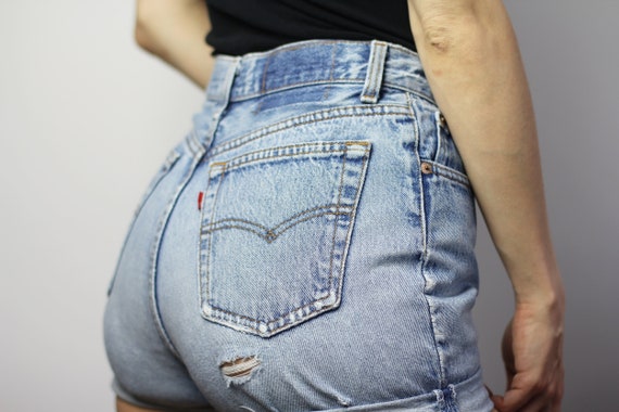 LEVI'S 501 Shorts Size 29, 80s Ultra High Rise Blue Jean