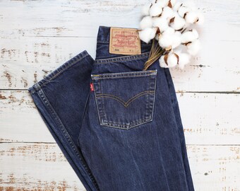 Levi s 501 Jeans W23 L27 Vintage 501s Dark Blue Raw Faded 80s Levis Blue Jeans Vintage High Waisted Straight Leg Etsy