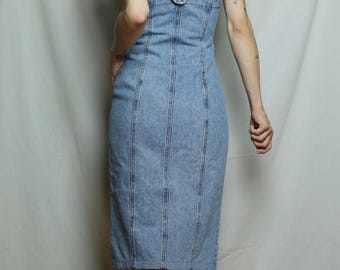 white christmas dresses Right Down The Line Button Front Denim Maxi Dress
