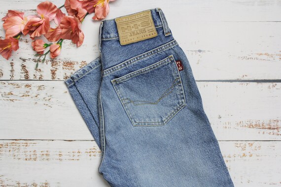 90s H.I.S Jeans With High Rise Mid Blue Denim Pants Size | Etsy Ireland