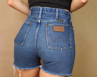 Szorty Wrangler niebieskie, rozmiar 28-29, wyprodukowane w USA. Spodnie jeansowe vintage z lat 80. i 90.