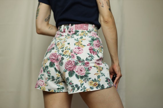 Vintage BONGO shorts, Floral print denim shorts s… - image 2