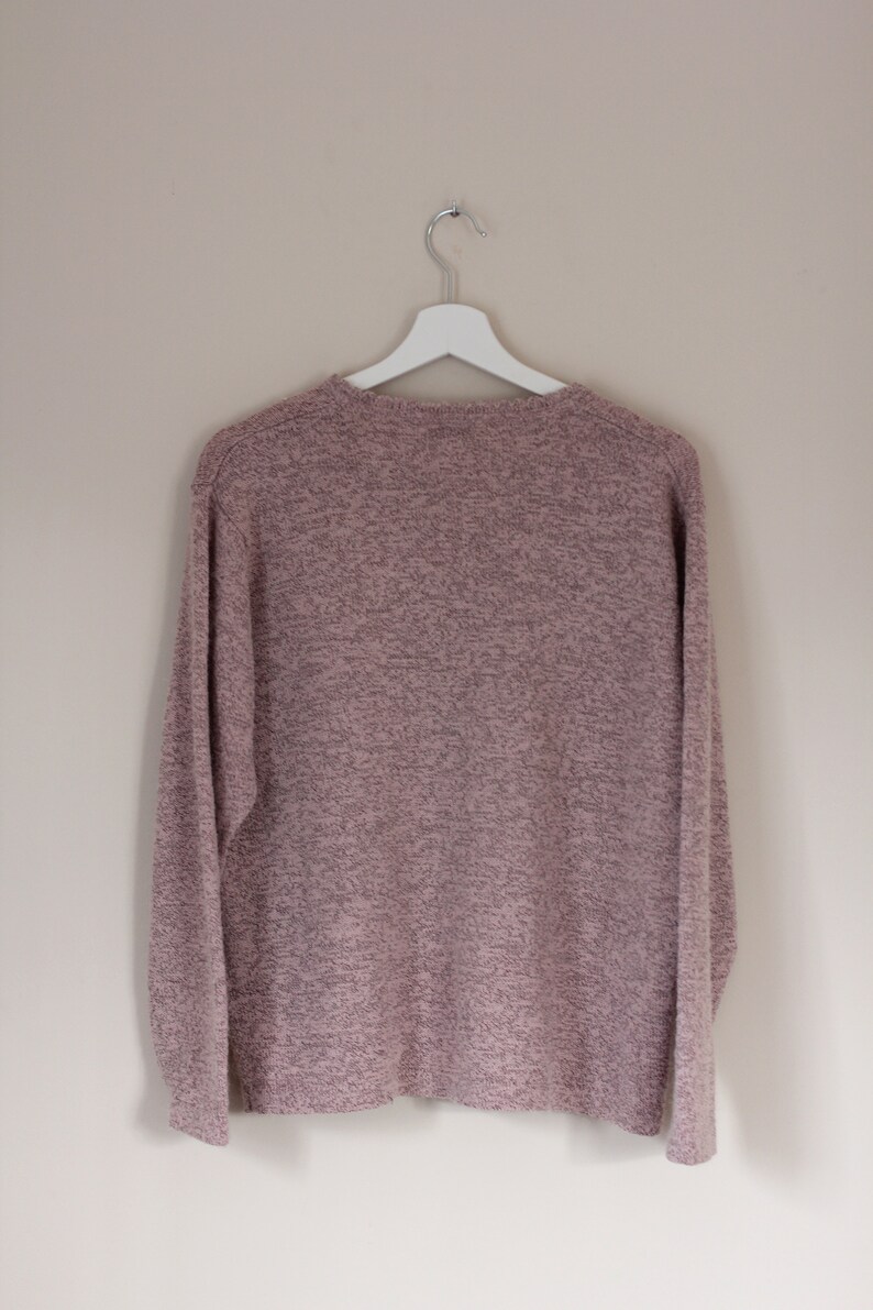 90/'s Pullover with flower embroidery in size Large Vintage pink melange sweater for women