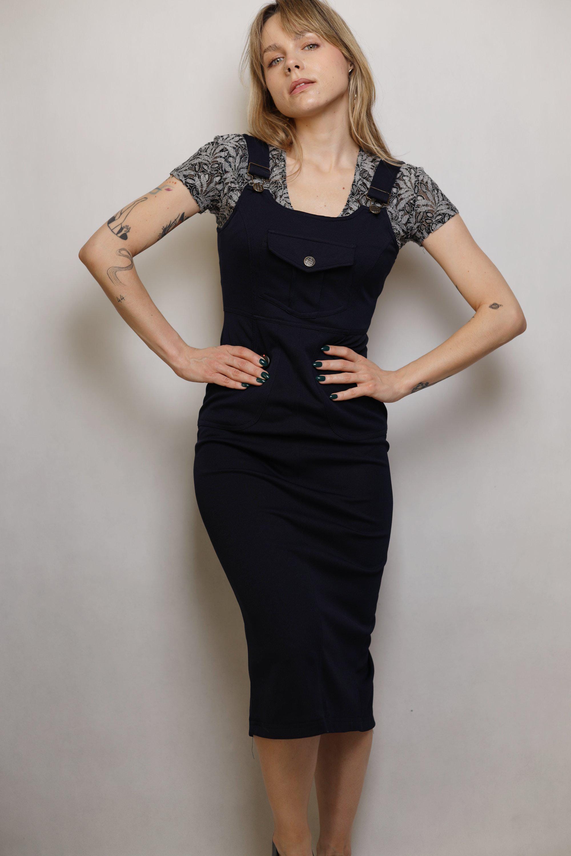 Dungaree Midi Dress - Etsy