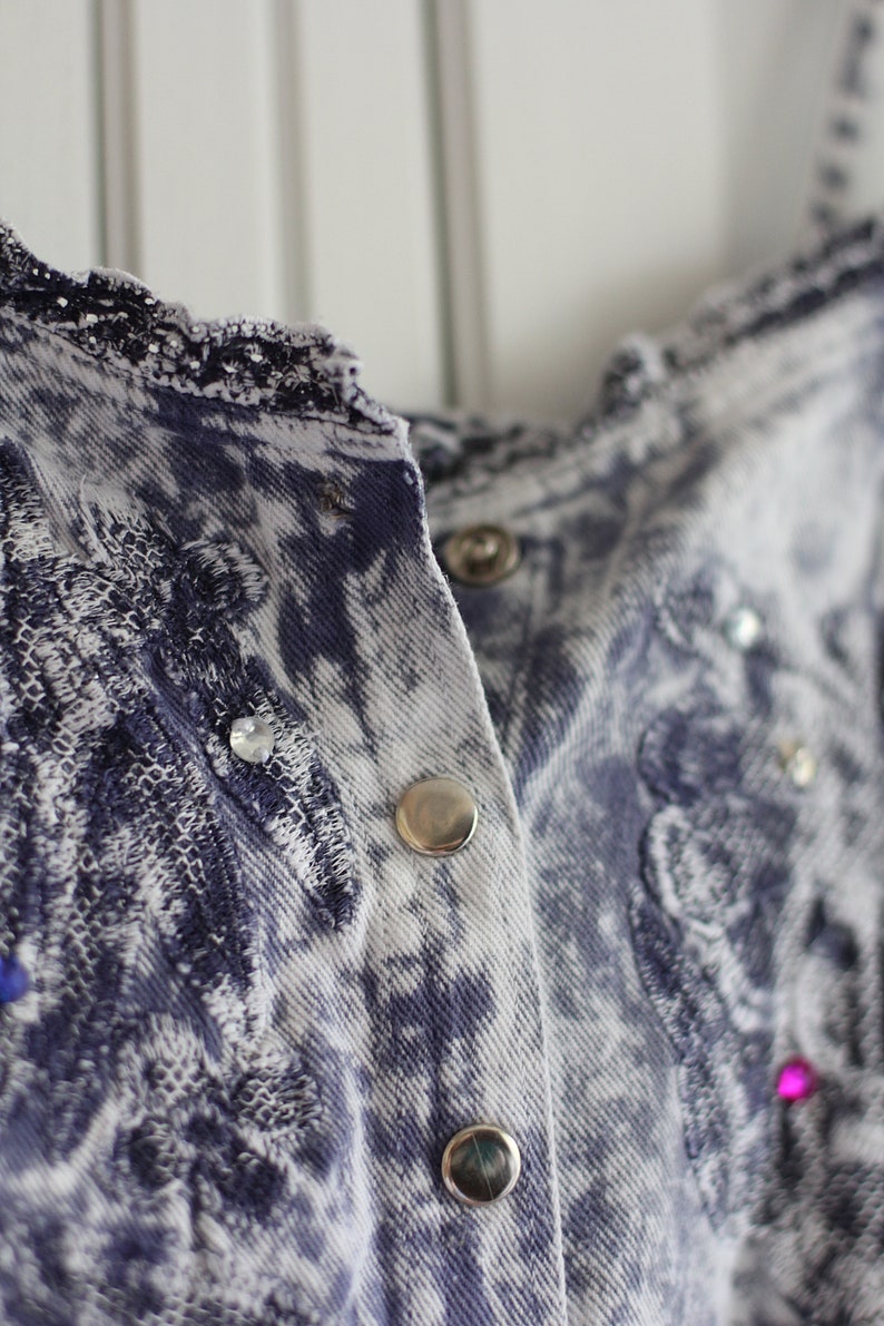 Vintage oversize jean dress size Small 1990/'s Acid wash denim dress