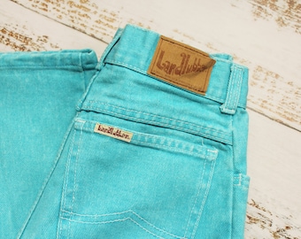 Rare LANDLUBBER Jeans size 25, 80's Turquoise denim pants for women size W25
