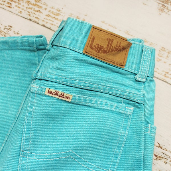 Vintage LANDLUBBER Jeans, 80er Jahre Türkisblaue Jeanshose für Frauen W25