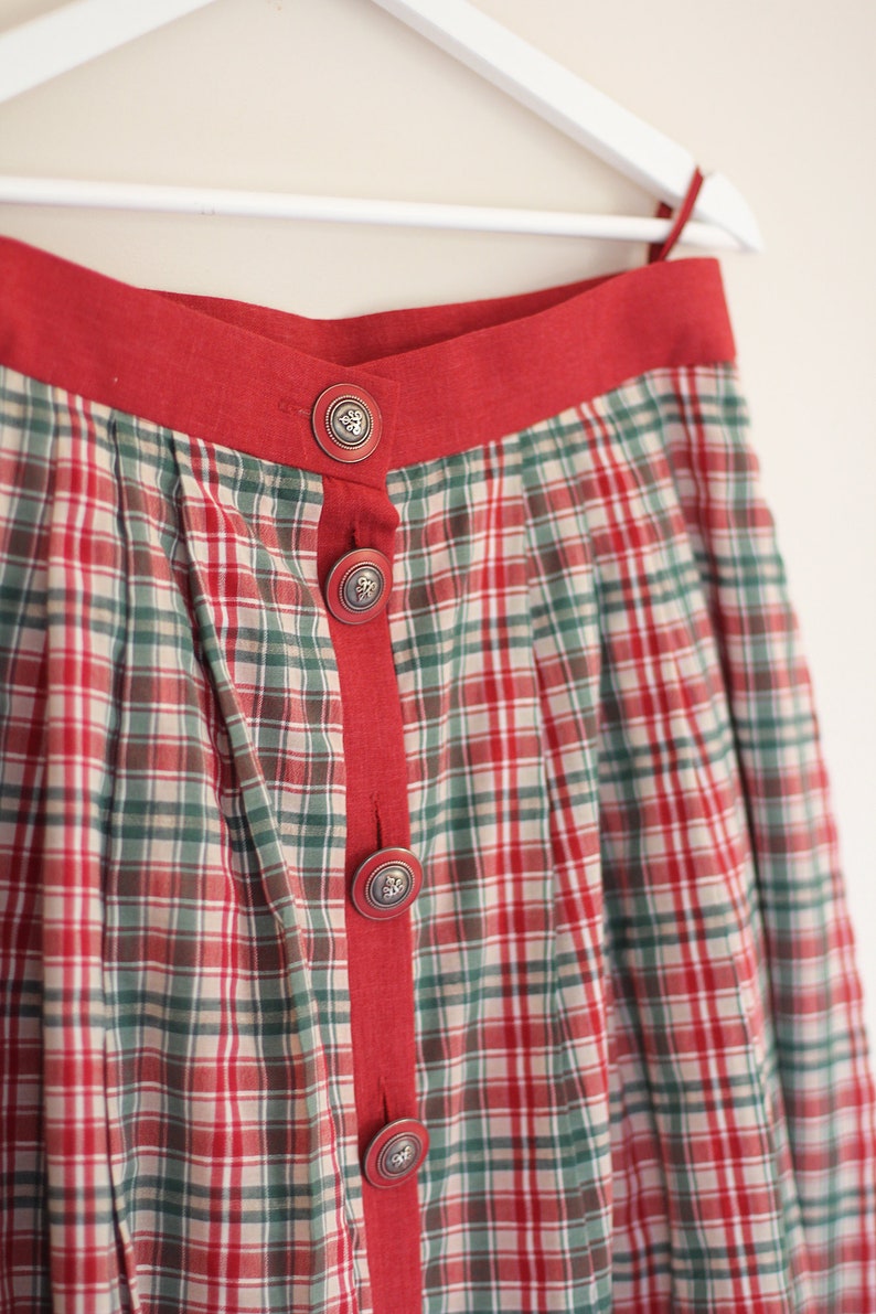 Frilly Skirt With Check Pattern Folk Skirt Vintage Country Etsy