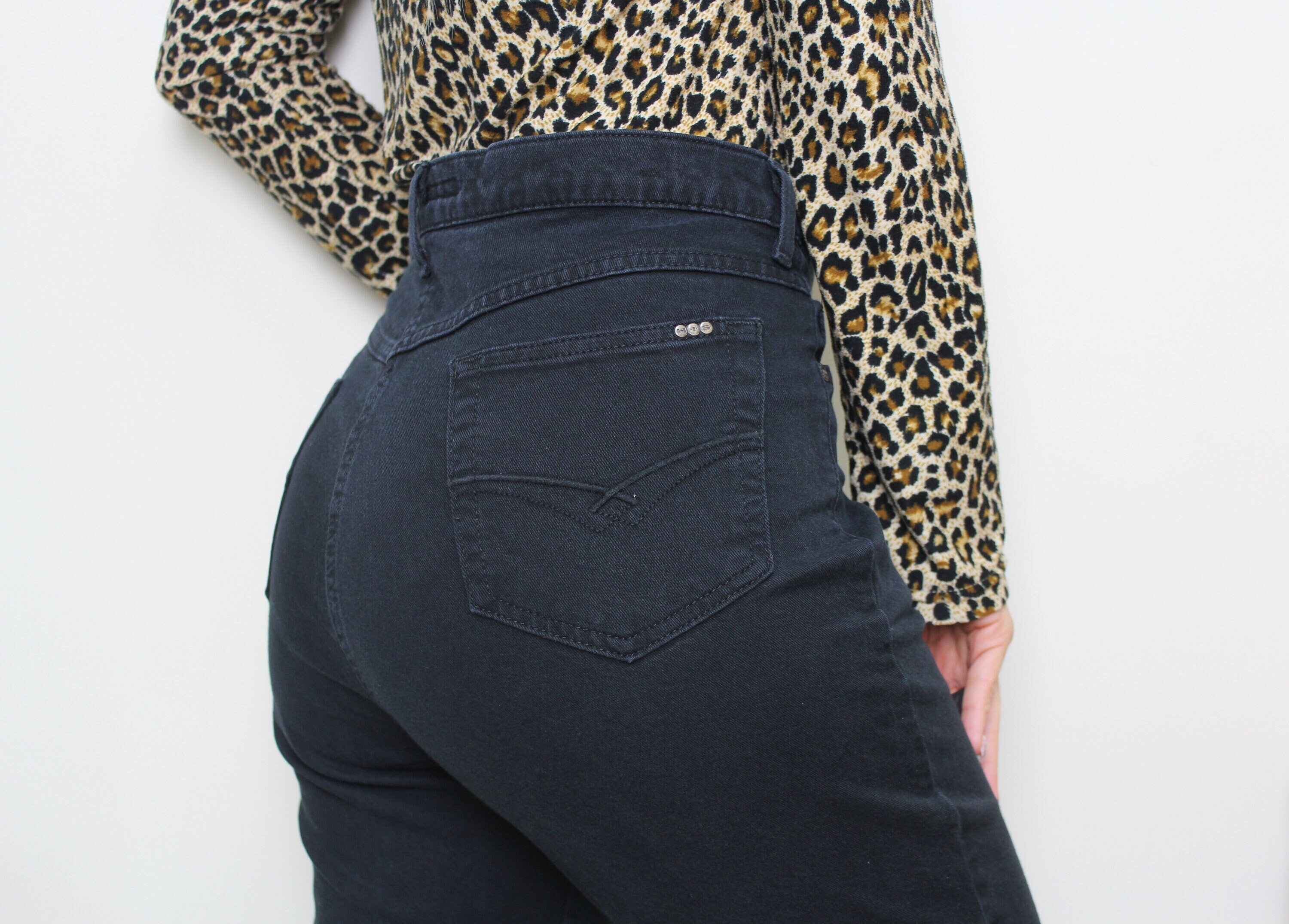 Jeans With Mid Rise Black Denim Pants 