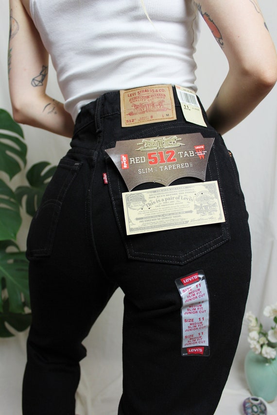 Vintage Levi's 512 Black Jeans USA DEADSTOCK Size 11 JR M - Etsy