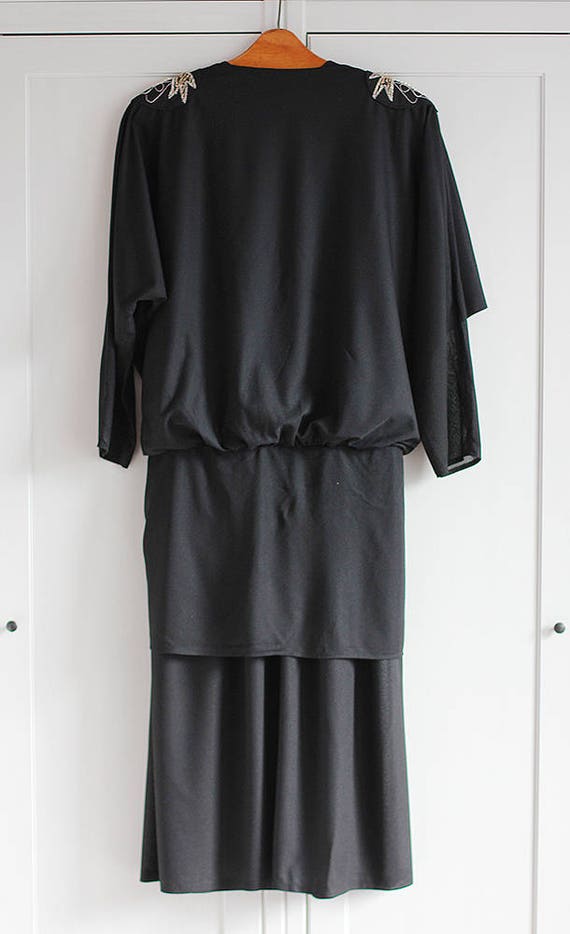 Vintage black festive dress from the 1970's, Eleg… - image 6