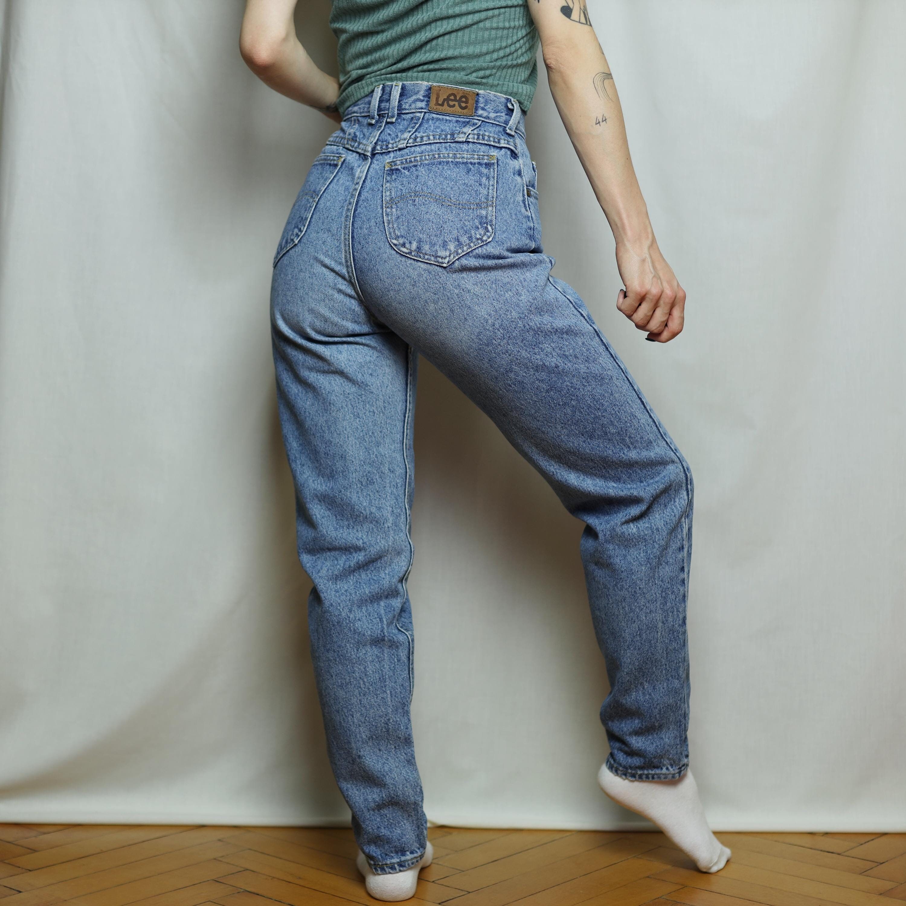 1980s LEE Jeans Size 25-26 Mid Blue Mom Jeans - Etsy