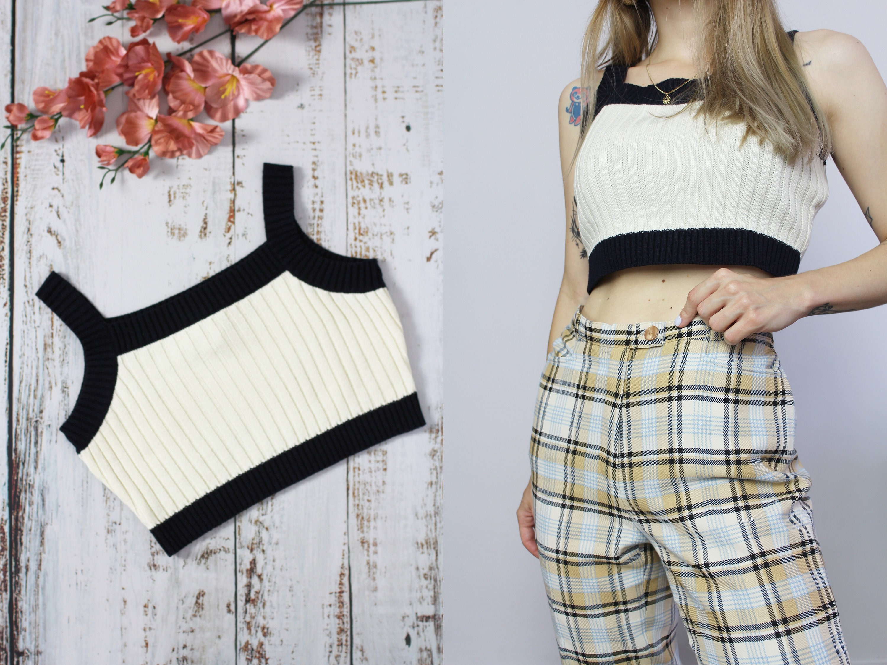 Mixed Stripes Rib Knit Crop Top - Ready to Wear