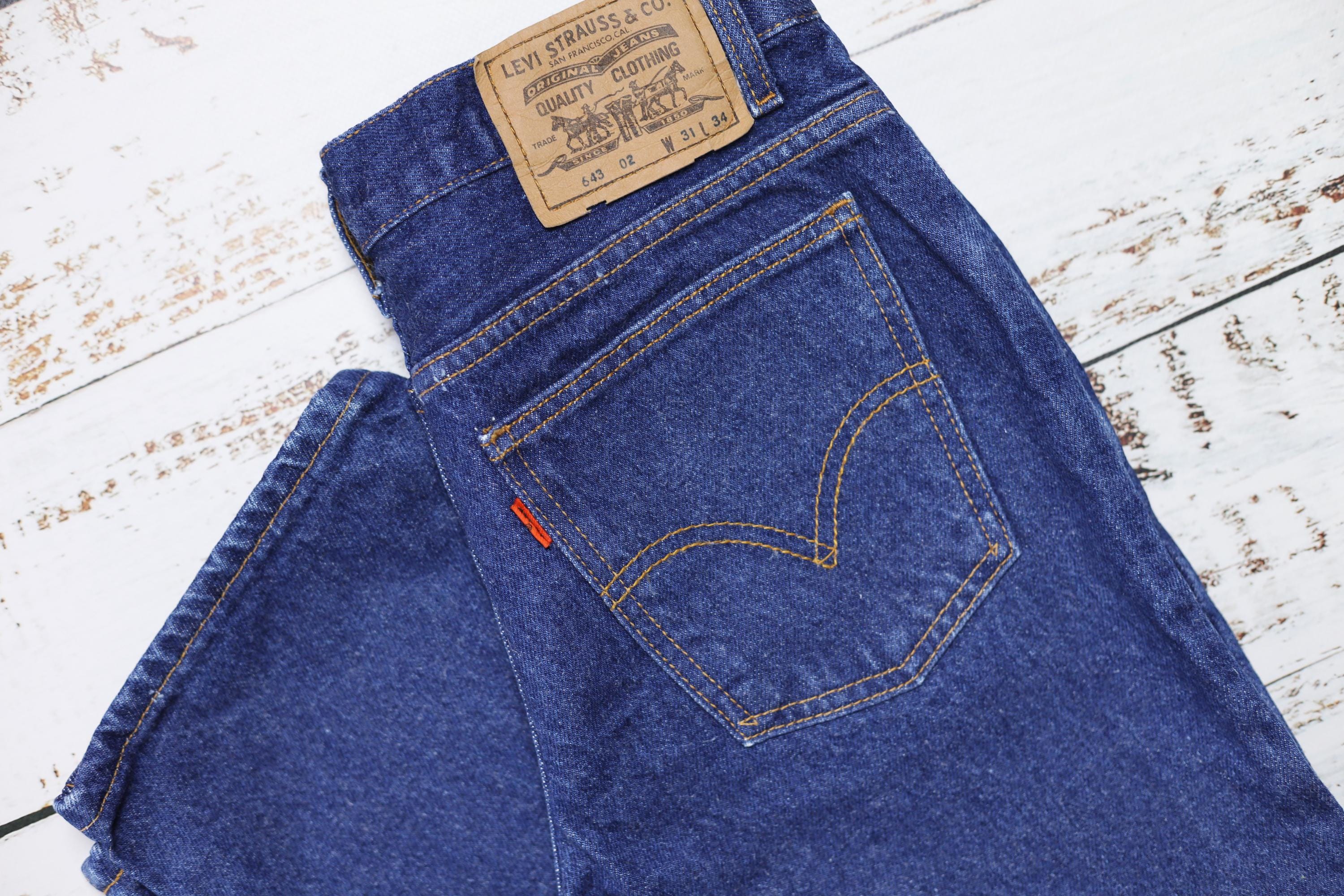 80s Levi's 643 Jeans With Orange Tab Size W29 L33 Dark Blue Wash