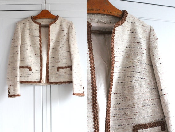 Beige Women Blazer Retro 1960's Jacket Size Large | Etsy