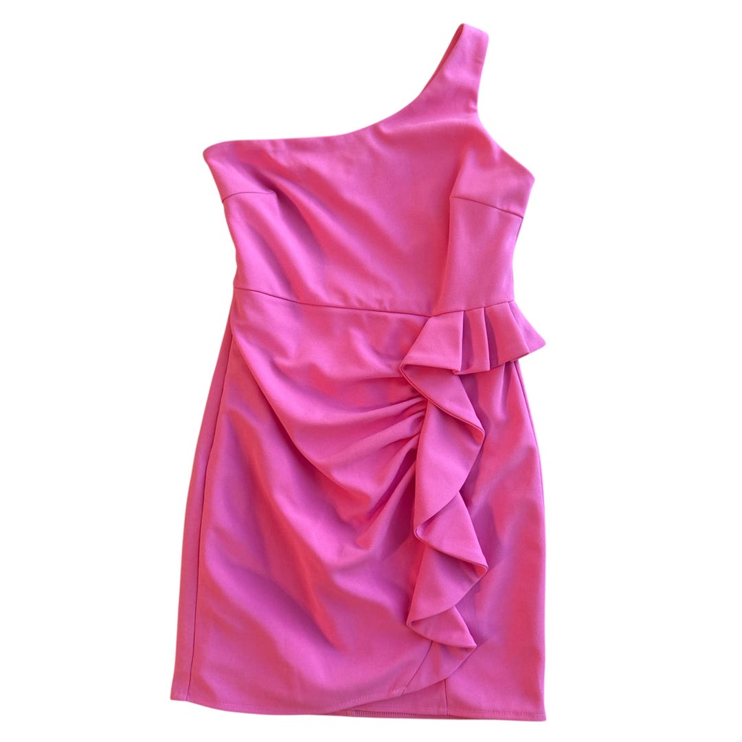CC3 Baby Pink One Shoulder Ruffle Mini Dress Size Small - Etsy