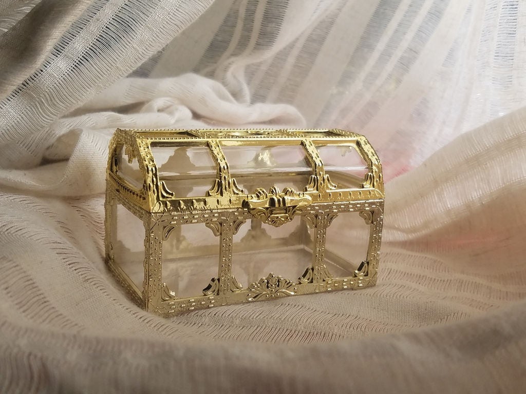 Small Gold and Clear Treasure Chest for Party Favors Cofre de Etsy