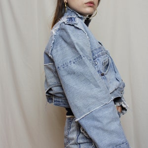 Upcycled denim jacket made of preloved Levi's jeans, Remade jean jacket image 4