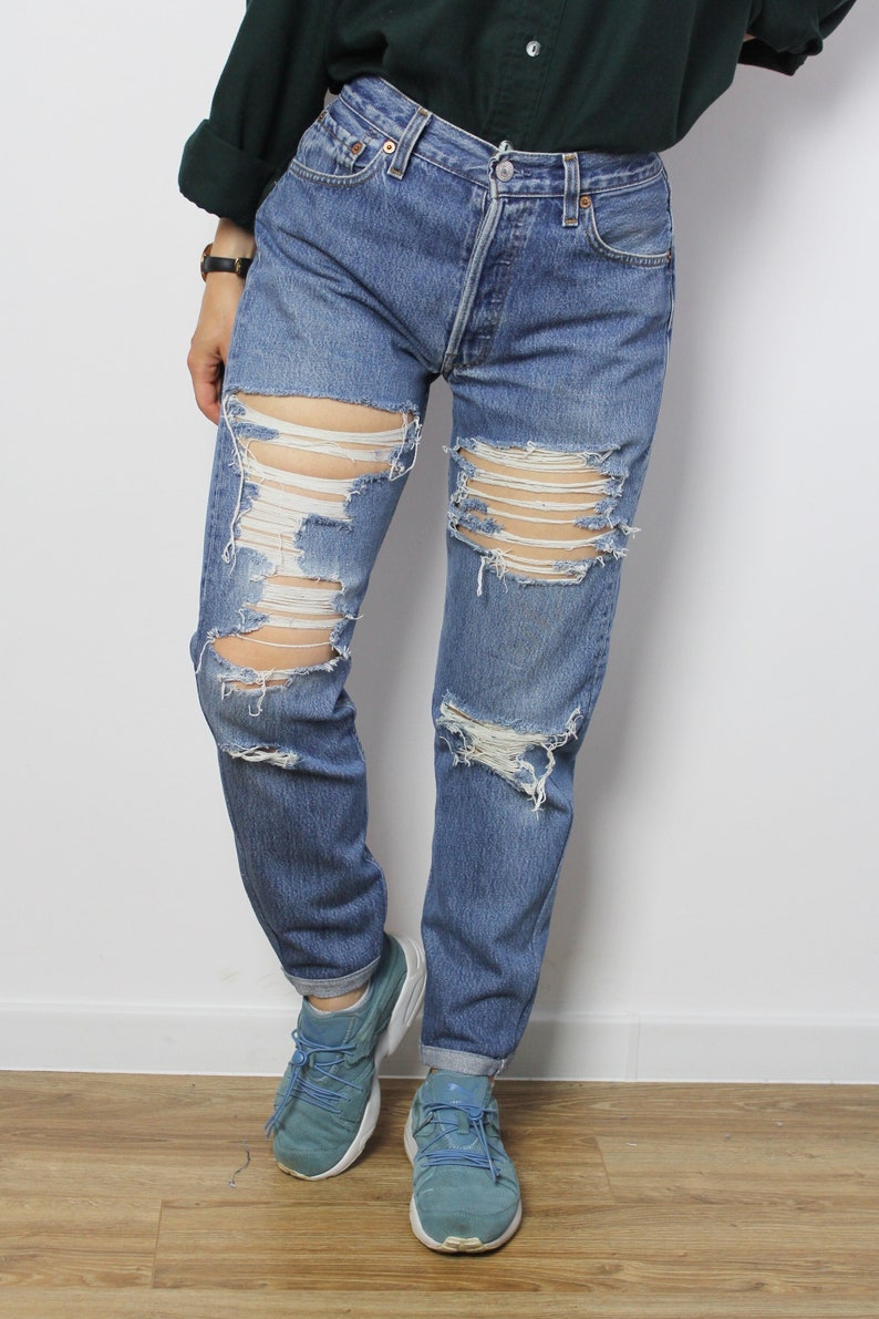 LEVI'S 501 jeans with rips and holes, Size 29 image 1