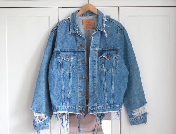 oversized ripped jean jacket