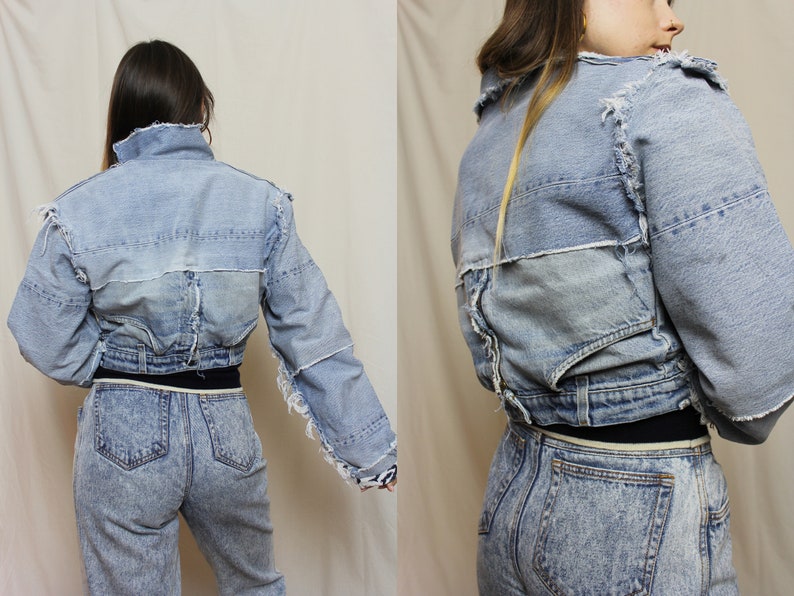 Upcycled denim jacket made of preloved Levi's jeans, Remade jean jacket image 5