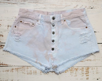 LEVI'S 501 shorts TIE DYE, Pastel colorful Levis jean shorts size W32