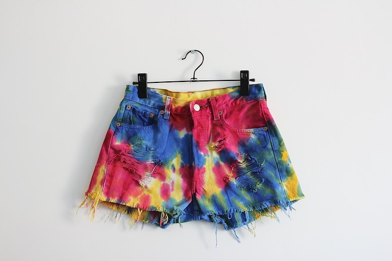 LEVI'S TIE DYE shorts, Denim colorful cutoffs * W29 29 / Small image 4