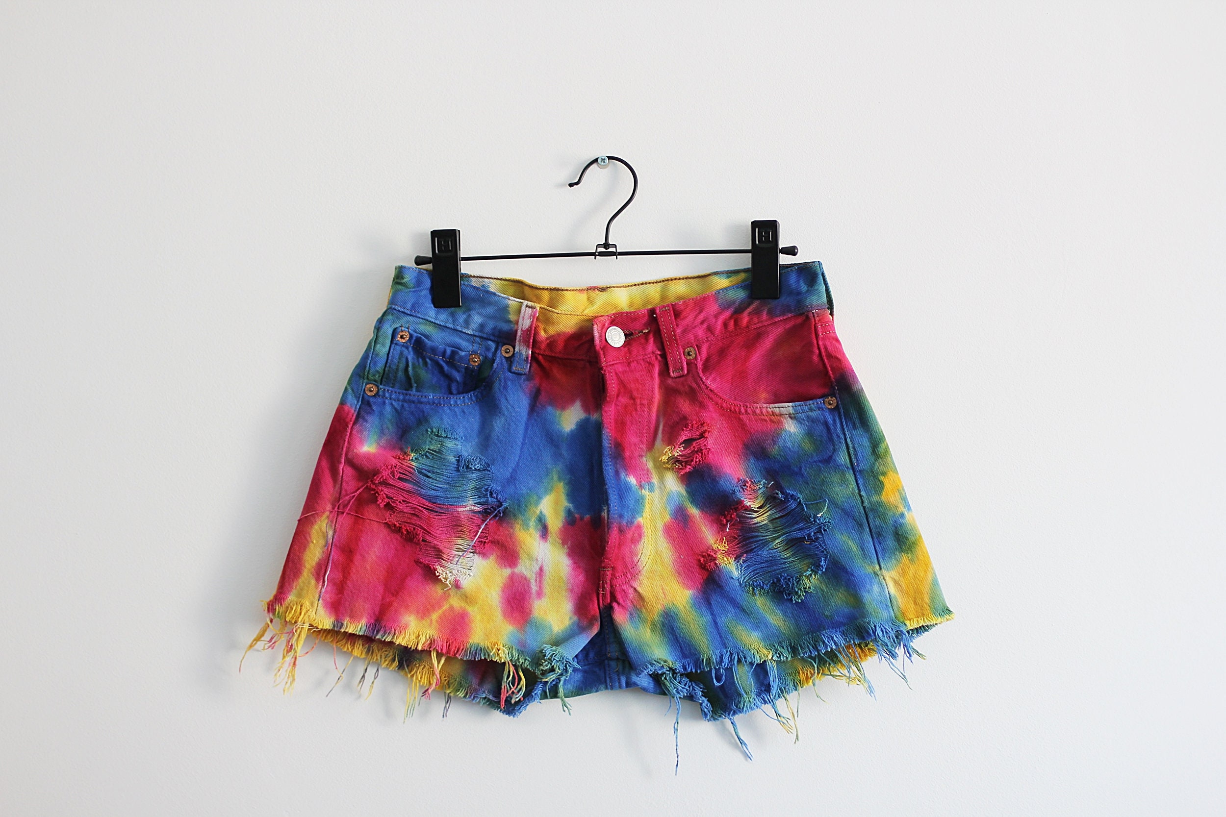 LEVI'S TIE DYE Shorts Denim Colorful Cutoffs W29 29 / | Etsy