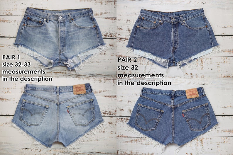 VINTAGE LEVI'S Shorts Freche Denim-Cut-Offs mit hoher Taille Alle Größen Bild 3