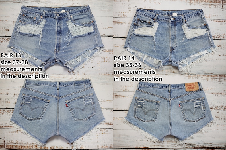 Vintage LEVI'S denim shorts with high rise Handmade blue jeans cut offs with rips ALL SIZES image 9