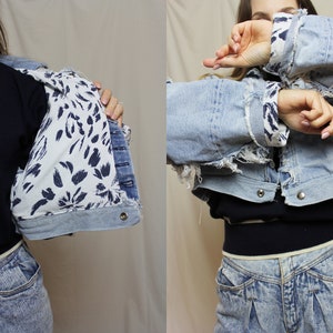 Upcycled denim jacket made of preloved Levi's jeans, Remade jean jacket image 8