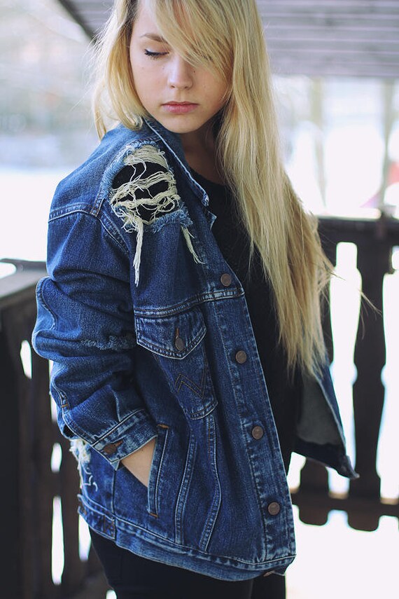 oversized ripped jean jacket