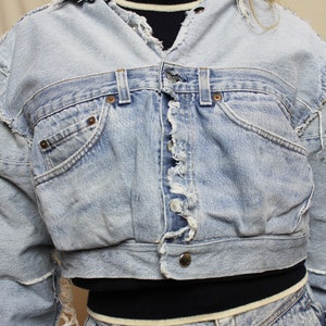 Upcycled denim jacket made of preloved Levi's jeans, Remade jean jacket image 7