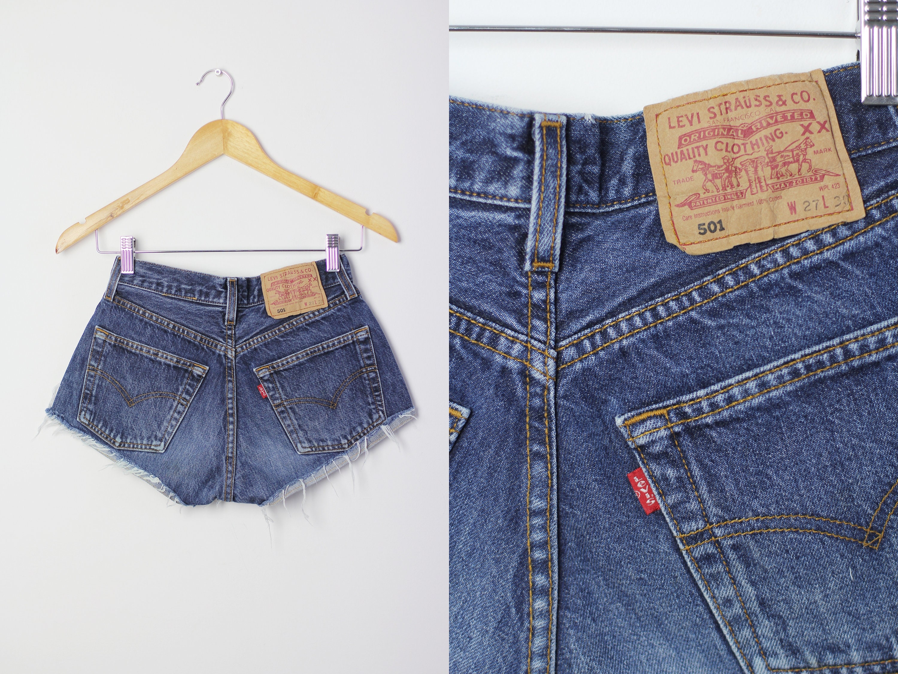 LEVI'S High Waist Shorts Cheeky Dark 