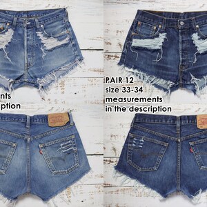 Vintage LEVI'S denim shorts with high rise Handmade blue jeans cut offs with rips ALL SIZES image 8