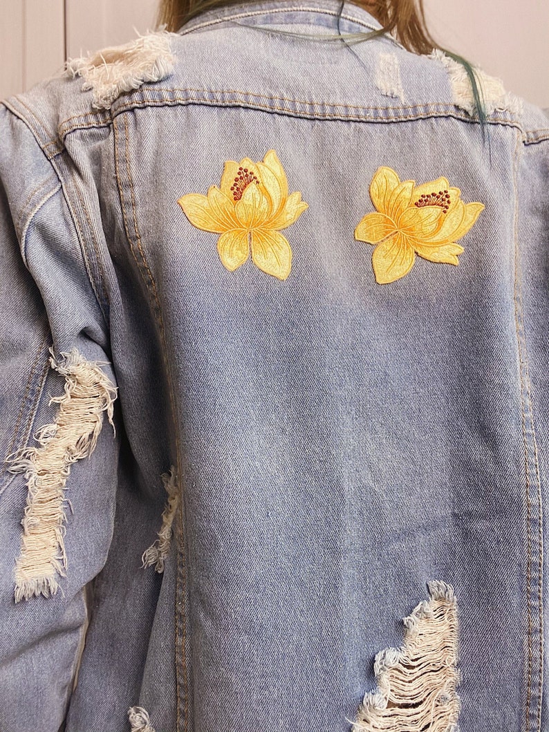 Floral Denim Patch Sweater main image 1