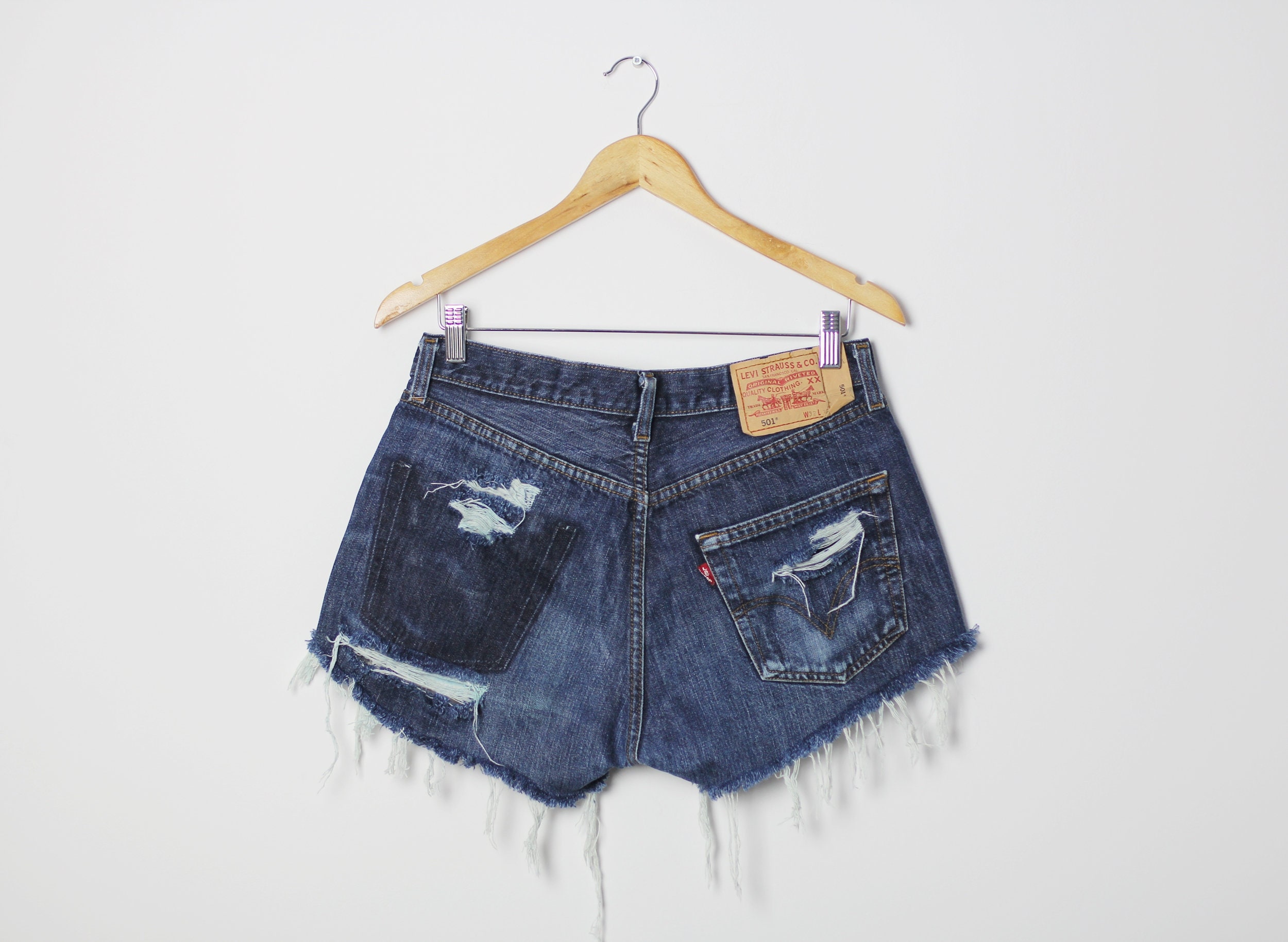 LEVI'S 501 Shorts Blue, High Rise Jeans Cut Offs * Size
