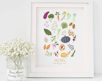 Vegetable Print, Veggies, Vegetable Art, Alphabet Print, Nursery Wall Art, Personalised Gift, Alphabet Poster, Wall Art Print, Gardener Gift