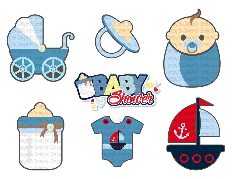 Fiesta reci\u00e9n nacido cameo PLOTER DE CORTE Baby Shower Boy imprimible digital Party Kit bebe ni\u00f1o Centro de Mesa archivo studio3