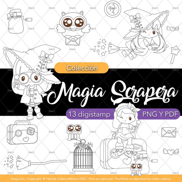 kit Digi Stamp, sello digital, scrapbook,magia, arcoiris, tarjetas, kawaii, halloween, hp