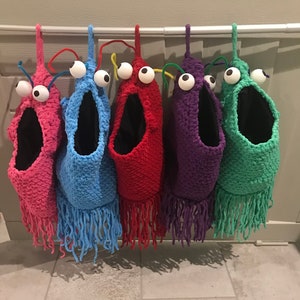 Yip Yip Crochet Alien Toy - Fully Lined Versatile Bag Holder, Fun & Functional Novelty Sesame Street Gift Item