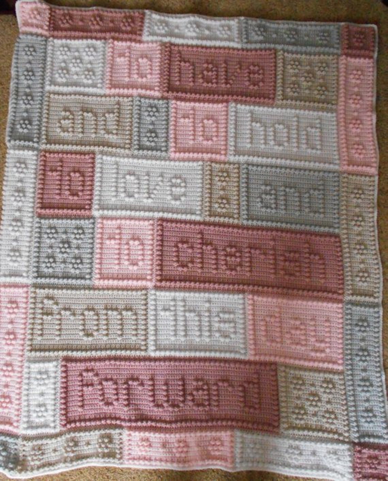 Cherish Wedding Crochet Word Popcorn Afghan Blanket FREE Etsy