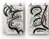 Original Mixed Media Painting, Acrylic and Ink on Paper, Abstract Painting, Graffiti Painting, Modern Art, Contemporary Art, Black and White