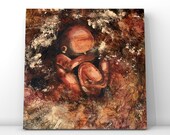 Original Mixed Media Painting, Crackle Painting, Canvas Painting, Figurative Painting, Baby on canvas, Healing Art, Soul Art, Birth, Rebirth