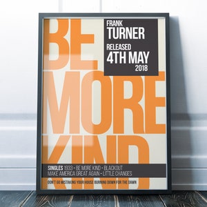 Frank Turner Poster Art Print / Artwork / Black Wooden Box Frame / UnPoster / Be More Kind / Grunge / Erratic Cinematic / The Sleeping Souls